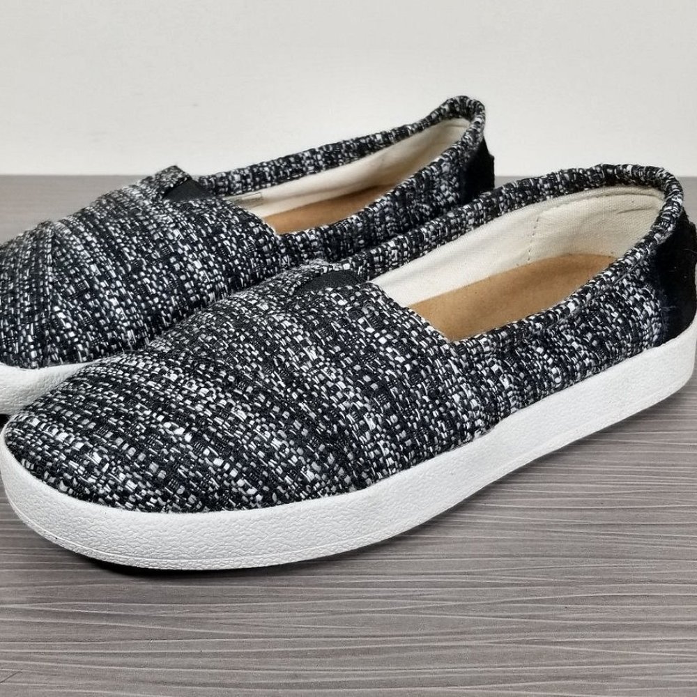 TOMS 'Avalon' Boucle Slip-on Shoes, Black Textile, Womens Size 5 / 35.5